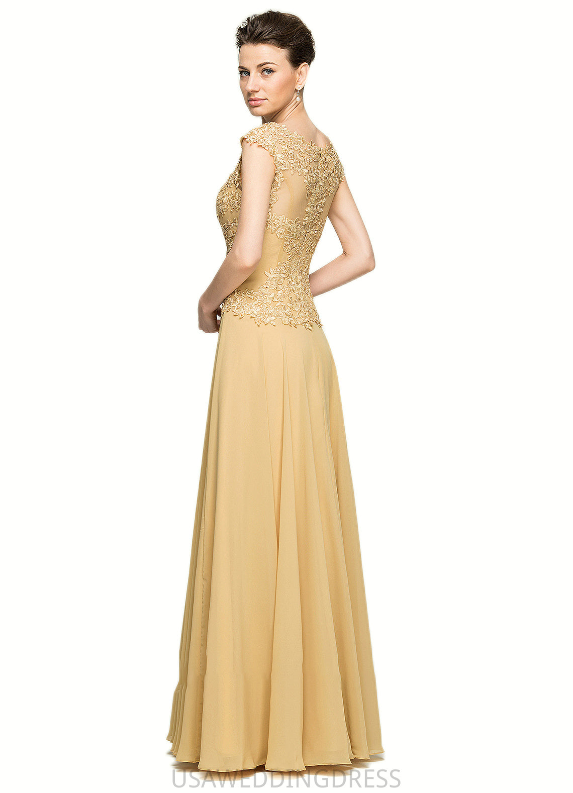 Zariah A-Line Scoop Neck Floor-Length Chiffon Lace Mother of the Bride Dress With Beading Sequins DS126P0014717