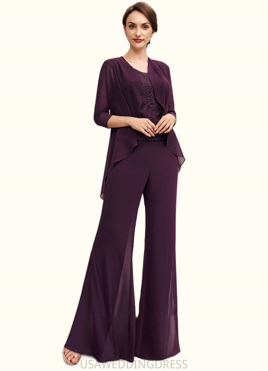 Brisa Jumpsuit/Pantsuit Scoop Neck Floor-Length Chiffon Lace Mother of the Bride Dress DS126P0014722