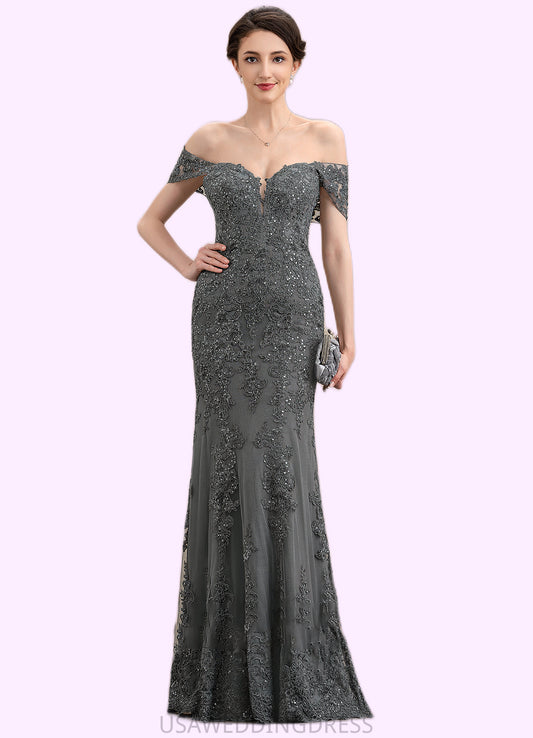 Stella Trumpet/Mermaid Off-the-Shoulder Floor-Length Tulle Lace Mother of the Bride Dress With Sequins DS126P0014731