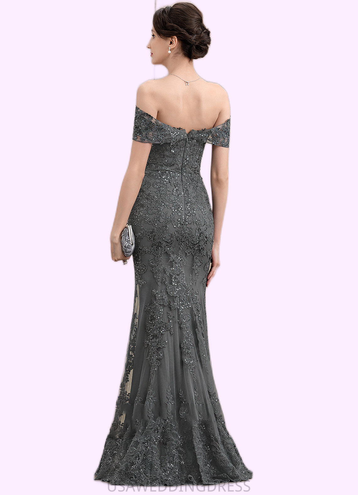 Stella Trumpet/Mermaid Off-the-Shoulder Floor-Length Tulle Lace Mother of the Bride Dress With Sequins DS126P0014731