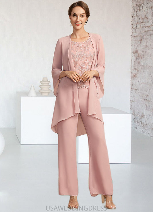 Khloe Jumpsuit/Pantsuit Scoop Neck Ankle-Length Chiffon Lace Mother of the Bride Dress DS126P0014746