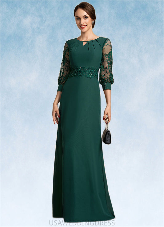 Bella A-Line Scoop Neck Floor-Length Chiffon Lace Mother of the Bride Dress With Beading Sequins DS126P0014773