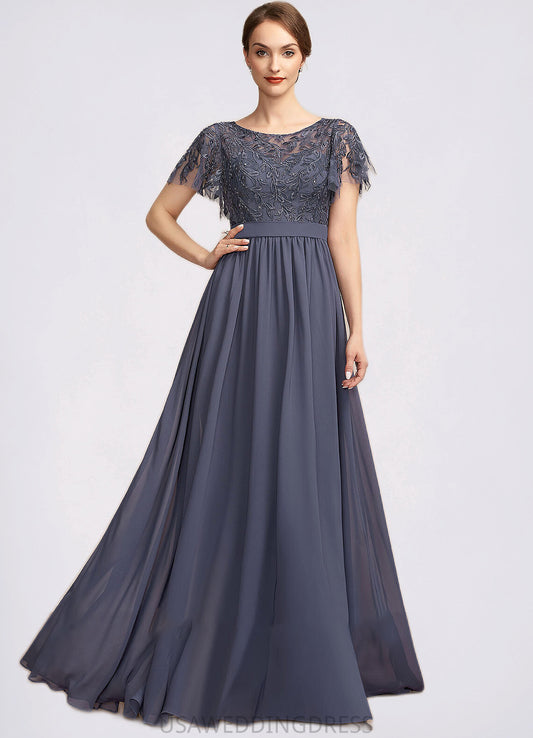 Amara A-Line Scoop Neck Floor-Length Chiffon Lace Mother of the Bride Dress With Sequins DS126P0014775