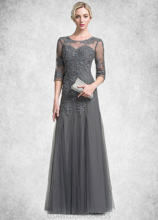 Marlene A-Line/Princess Scoop Neck Floor-Length Tulle Mother of the Bride Dress With Beading Sequins DS126P0014782