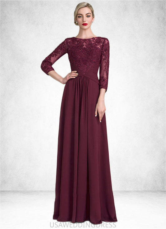 Hadley A-Line Scoop Neck Floor-Length Chiffon Lace Mother of the Bride Dress With Ruffle Beading Sequins DS126P0014792