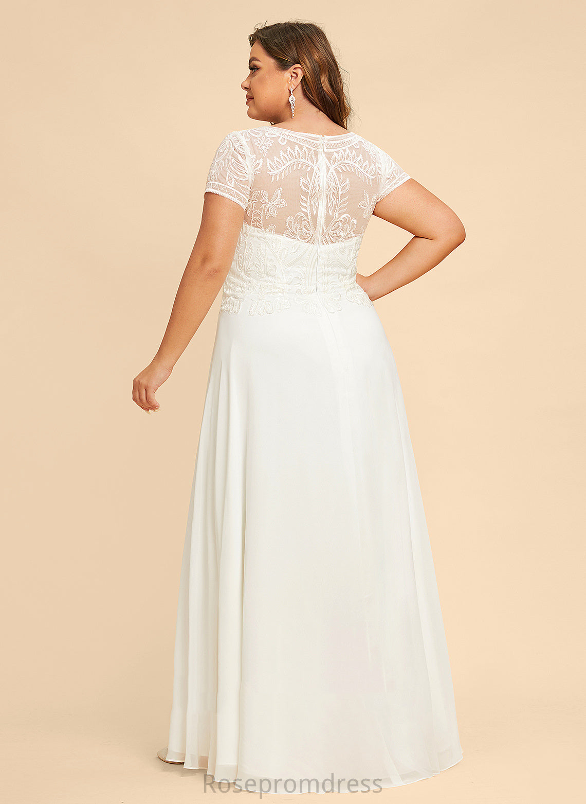 Chiffon Sequins Floor-Length Lace Scoop Dress Dylan With Wedding Dresses Wedding