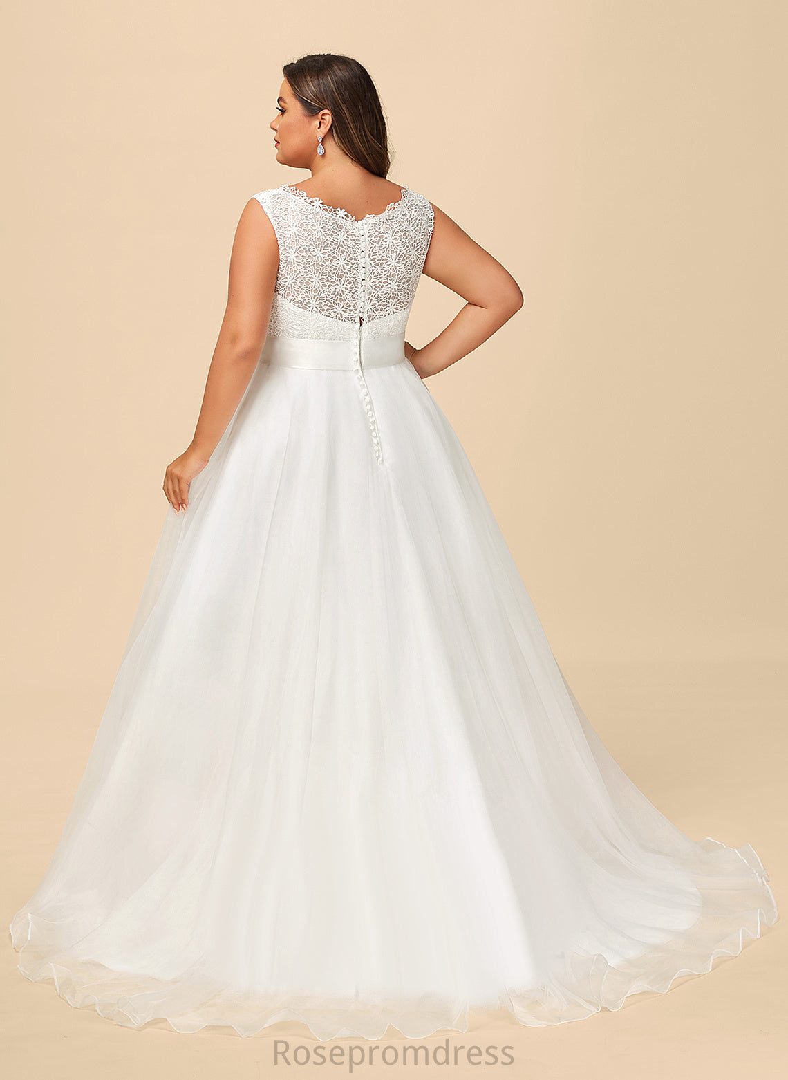 Ball-Gown/Princess Wedding Dresses Beading Sweep Dress Organza With Arielle Lace Wedding Train Satin Sequins