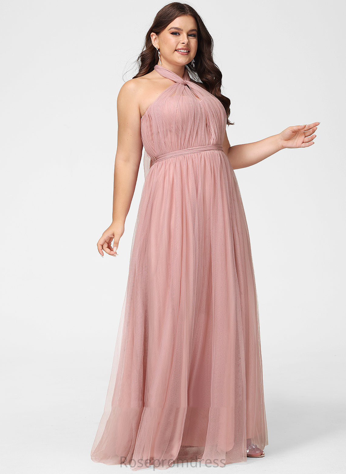 Off-the-Shoulder One-Shoulder A-Line Length Floor-Length Silhouette V-neck Fabric Neckline Straps Tulle Abby Bridesmaid Dresses