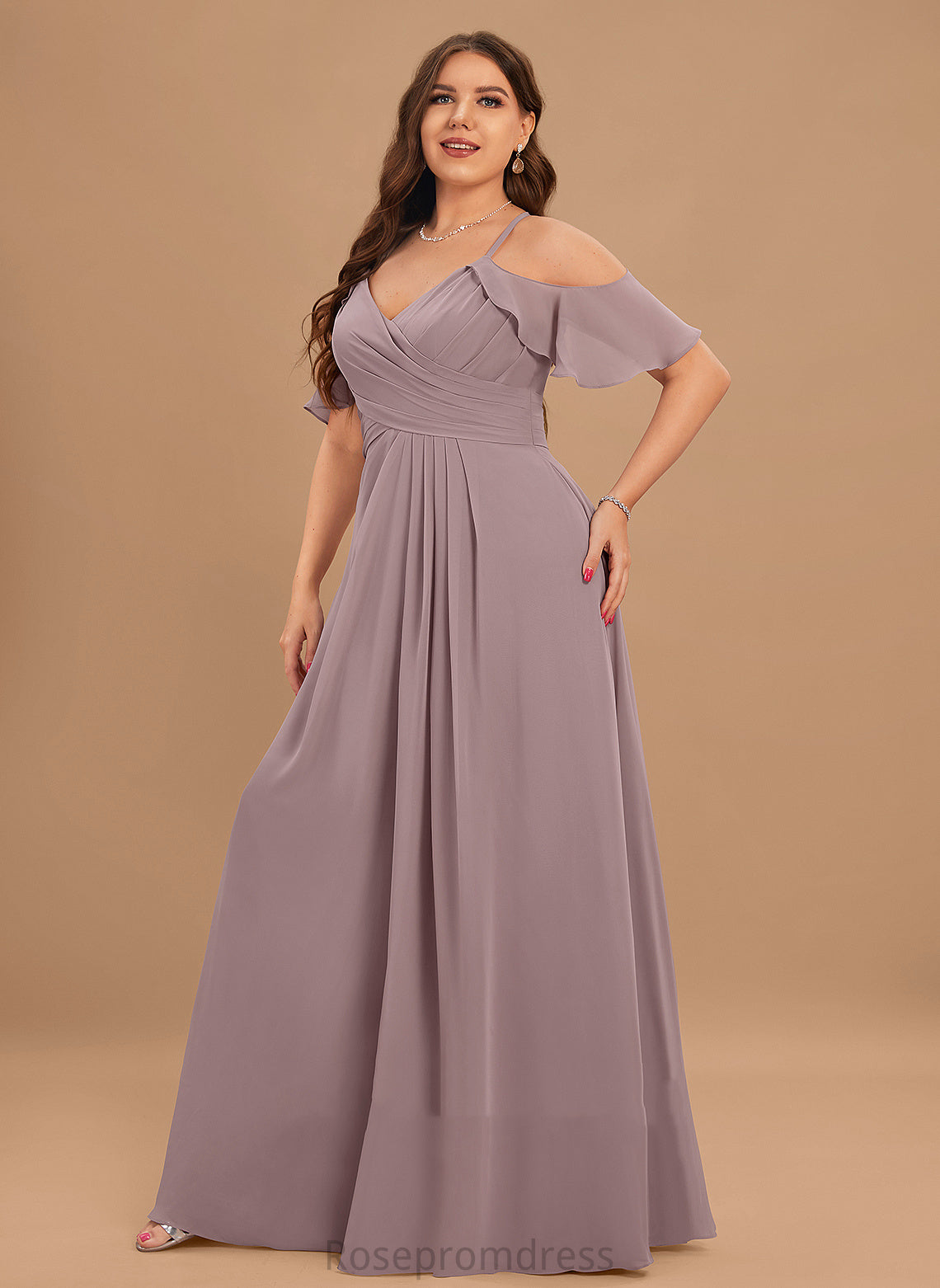 Length A-line Pleated Straps&Sleeves Floor-Length Silhouette Fabric Embellishment Kate Natural Waist Floor Length Spaghetti Staps Bridesmaid Dresses