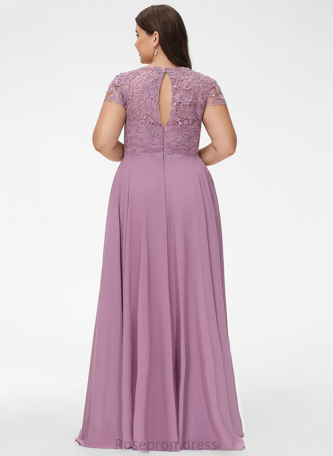 Floor-Length A-Line Chiffon Scoop Lace Nellie Prom Dresses