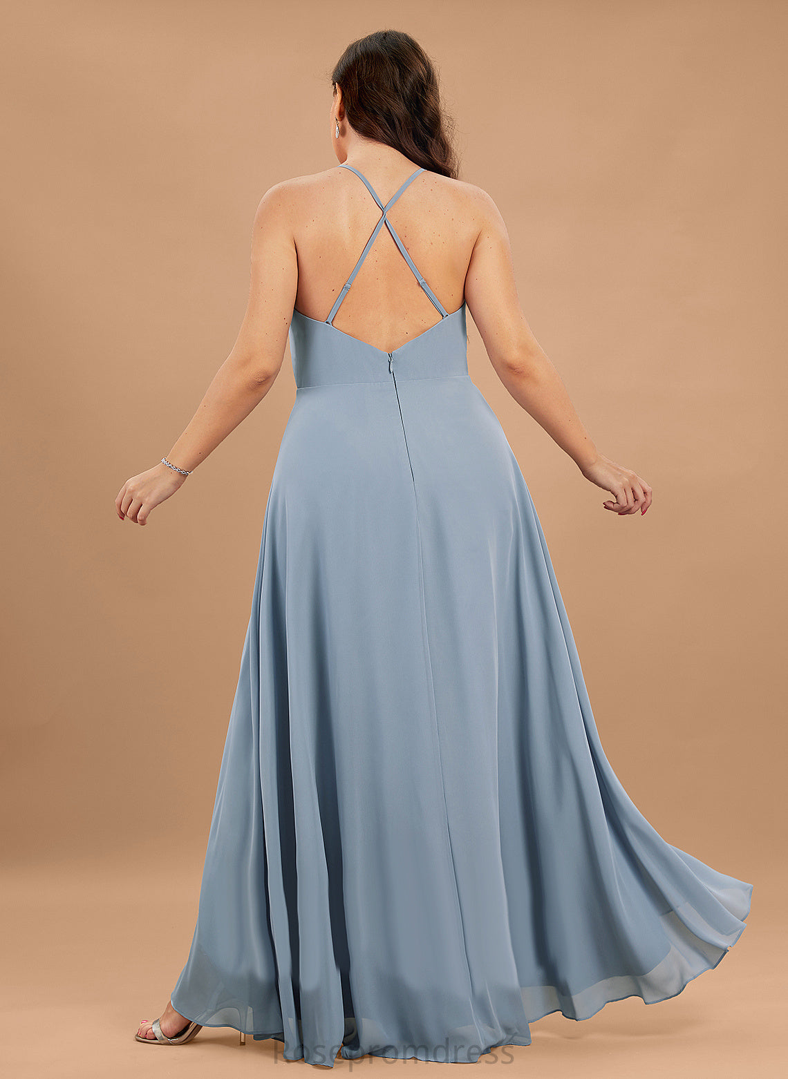 V-neck A-Line Asymmetrical Neckline Straps Silhouette Length Fabric Meredith Bridesmaid Dresses