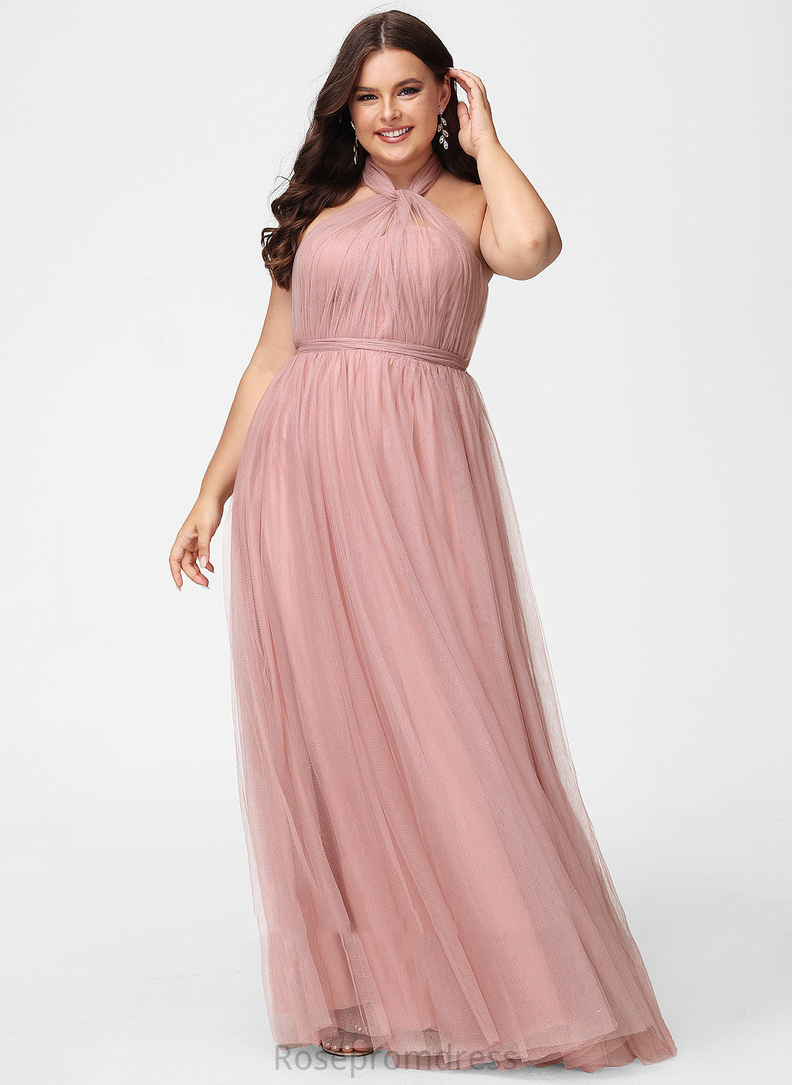 Off-the-Shoulder One-Shoulder A-Line Length Floor-Length Silhouette V-neck Fabric Neckline Straps Tulle Abby Bridesmaid Dresses