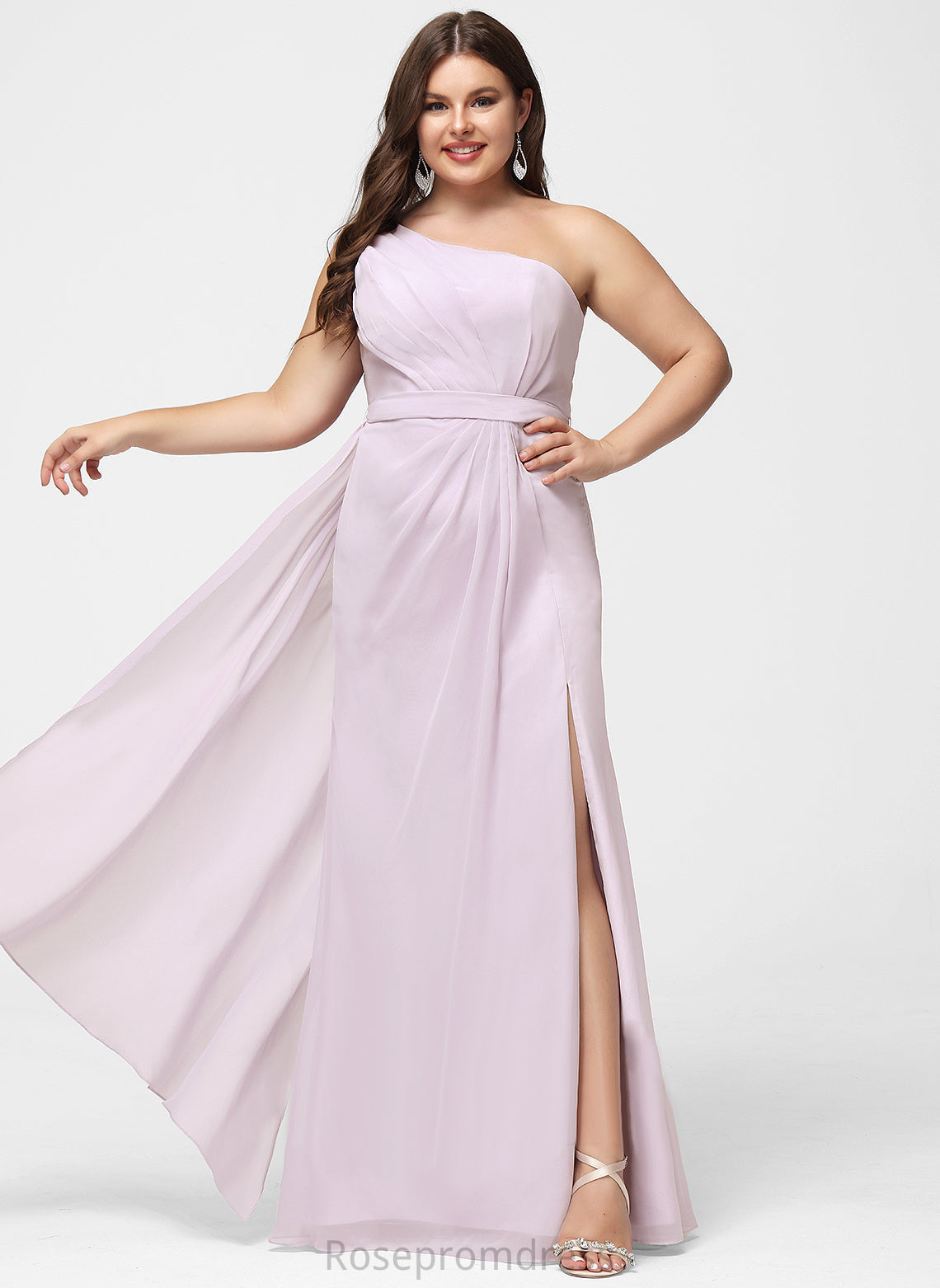 Length Straps&Sleeves Neckline Fabric Floor-Length Silhouette OneShoulder A-line Stacy Bridesmaid Dresses