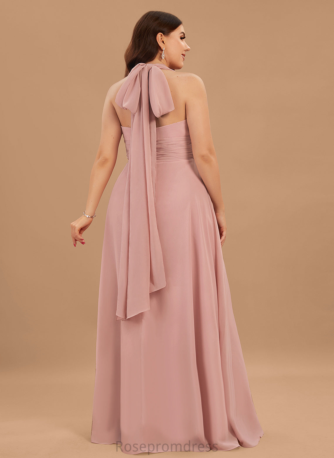 OneShoulder Length Fabric Halter Silhouette Straps&Sleeves Neckline Floor-Length V-Neck A-line Lailah Bridesmaid Dresses