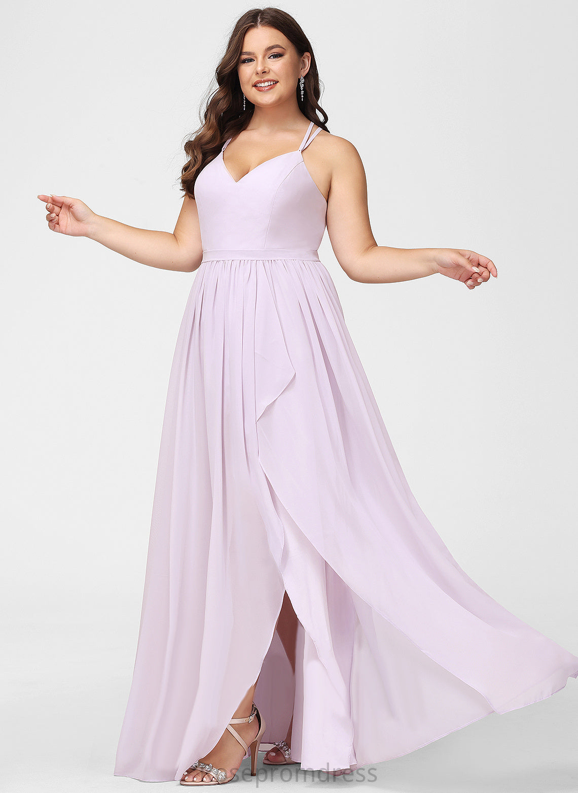 Asymmetrical Length A-line Fabric Neckline Silhouette Straps&Sleeves V-Neck Jacey Scoop Natural Waist A-Line/Princess Bridesmaid Dresses