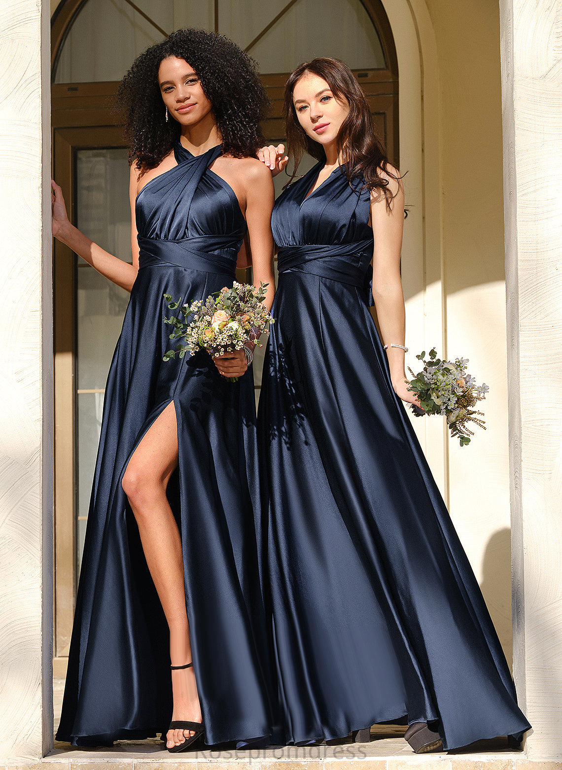 OneShoulder Sleeveless ShortSleeves V-Neck Length A-line Halter Silhouette Straps&Sleeves BackStyle Neckline Floor-Length Bridesmaid Dresses