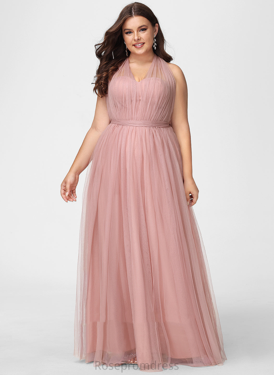 Off-the-Shoulder One-Shoulder A-Line Length Floor-Length Silhouette V-neck Fabric Neckline Straps Tulle Abby Bridesmaid Dresses