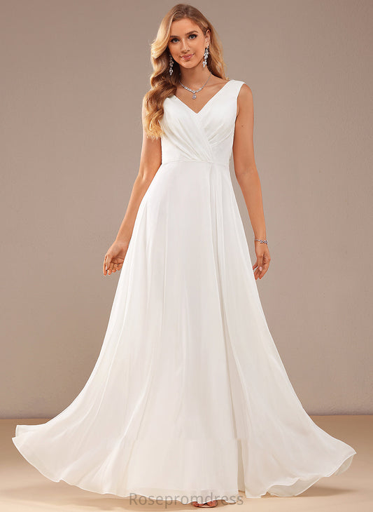 Wedding A-Line Jaylen Lace Dress Floor-Length Wedding Dresses Chiffon With V-neck