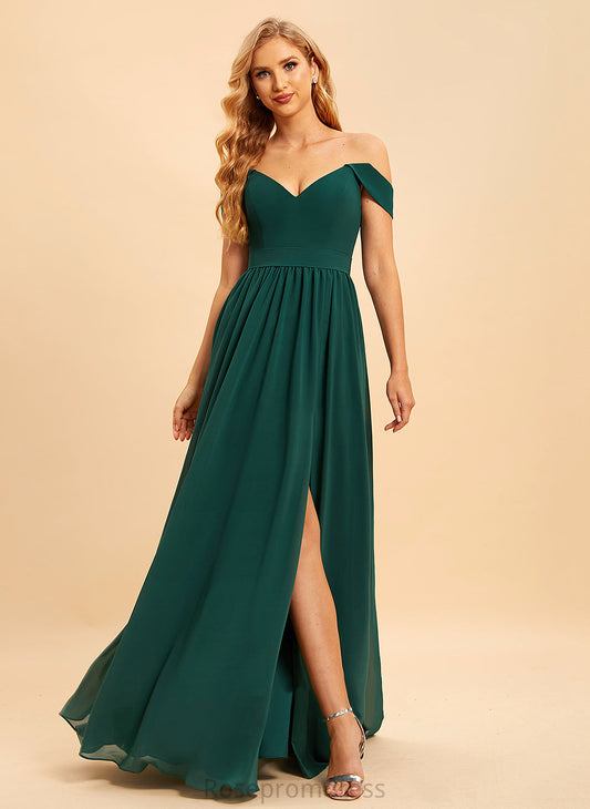 Length Off-the-Shoulder SplitFront Neckline Embellishment Silhouette Fabric A-Line Floor-Length Cassie Floor Length A-Line/Princess Bridesmaid Dresses