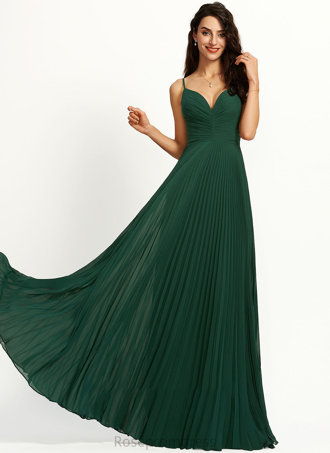 Prom Dresses Pleated Corinne Floor-Length A-Line V-neck With