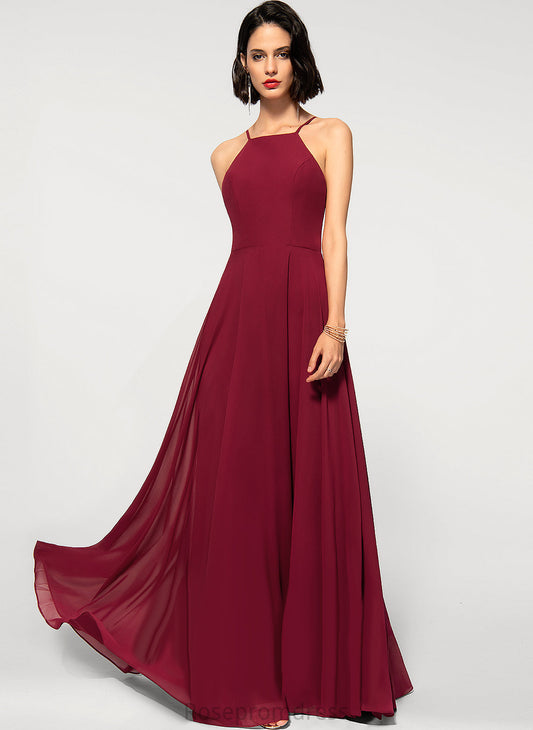 Carla Prom Dresses Square A-Line Chiffon Floor-Length Scoop