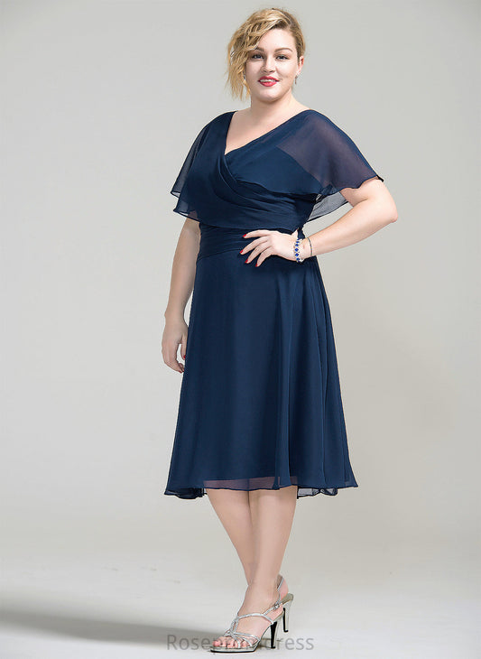 Ruffle Dress Kailey Mother of Knee-Length A-Line Mother of the Bride Dresses the Chiffon V-neck With Bride