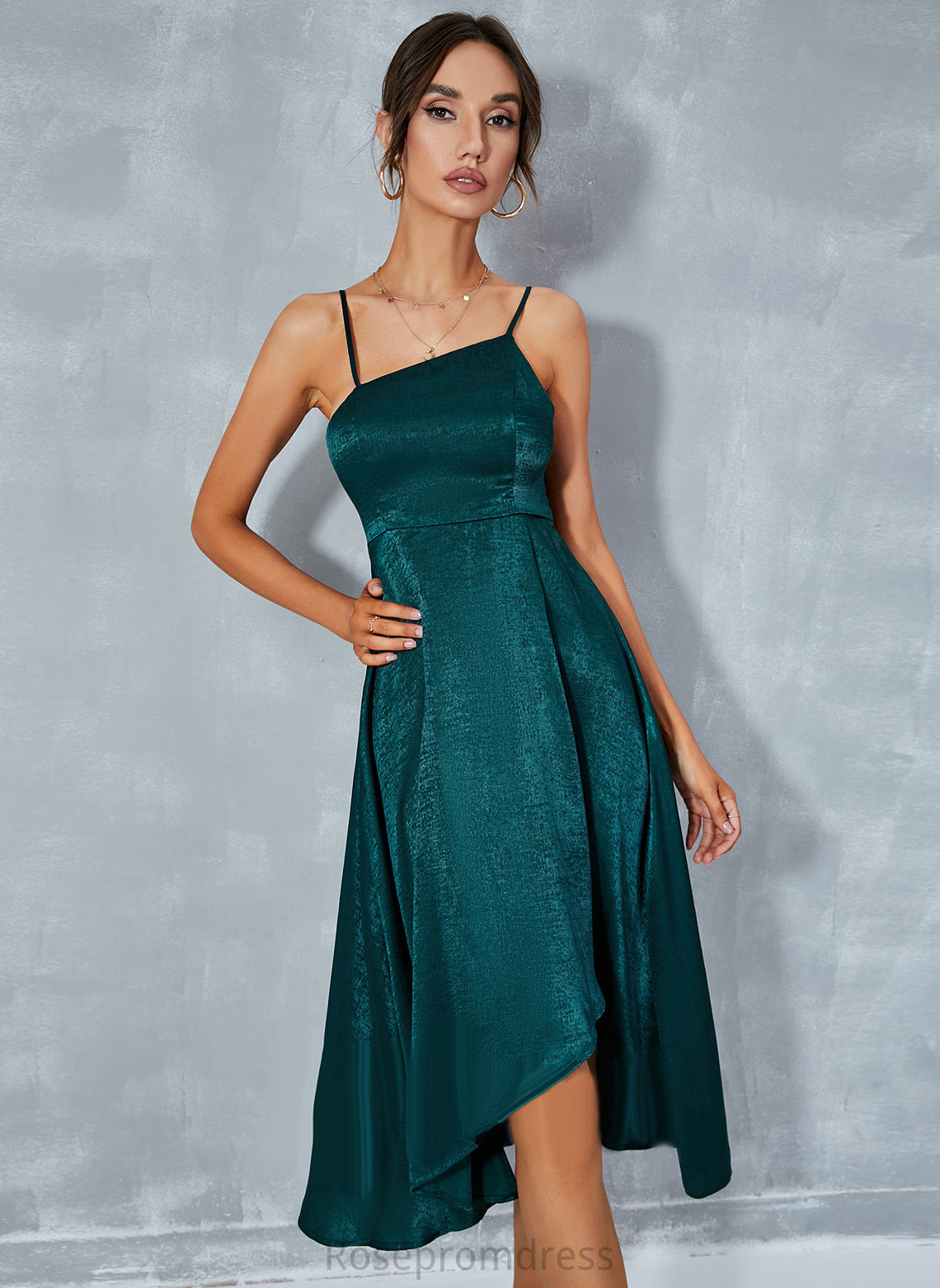 Jazmine Sexy Midi A-line One Club Dresses Sleeveless Satin Dresses Shoulder