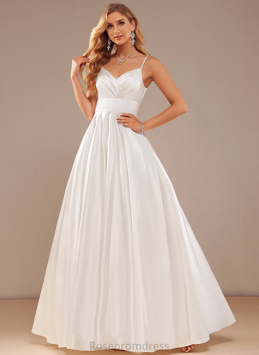 Lilian Dress Wedding Dresses V-neck Floor-Length Satin Ball-Gown/Princess Pockets With Wedding