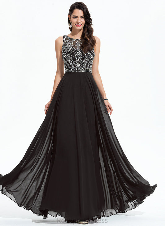 Beading Skyla Scoop With Prom Dresses A-Line Chiffon Floor-Length Sequins