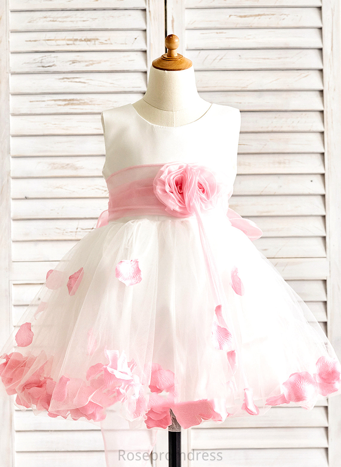 Sleeveless - Scoop Flower Dress Knee-length Flower Girl Dresses With Flower(s) Yvonne A-Line Neck Organza/Satin/Tulle Girl