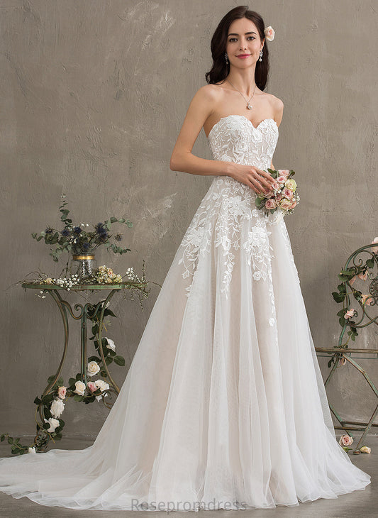 Pamela Wedding Dresses Lace Sweetheart Tulle Train Wedding Court Dress Ball-Gown/Princess