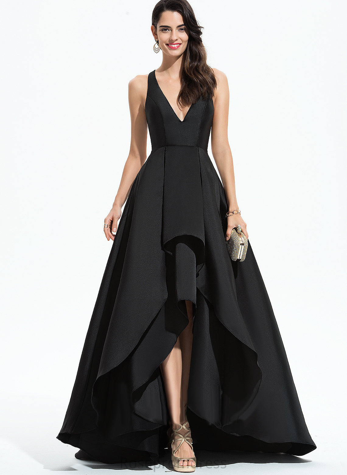 Prom Dresses Asymmetrical Shayna A-Line V-neck Satin