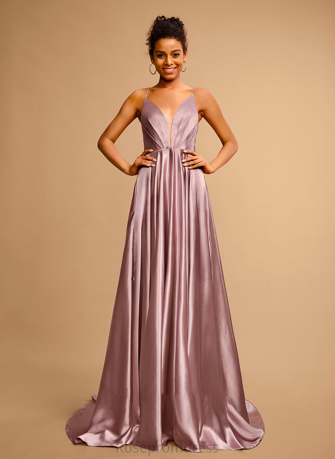 Yamilet Prom Dresses V-neck Ball-Gown/Princess Train Satin Sweep