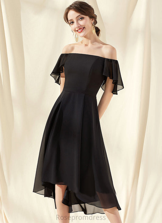 Chiffon With Off-the-Shoulder Cocktail Dresses A-Line Belen Dress Cascading Cocktail Ruffles Asymmetrical