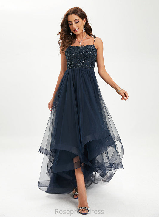 With Lace Ball-Gown/Princess Sequins Scoop Asymmetrical Laura Prom Dresses