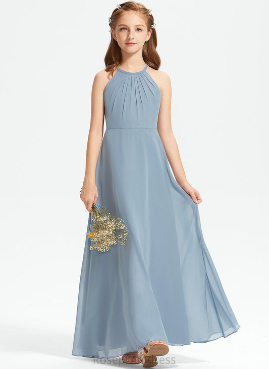 Chiffon Hadassah Ruffle With A-Line Junior Bridesmaid Dresses Scoop Neck Floor-Length