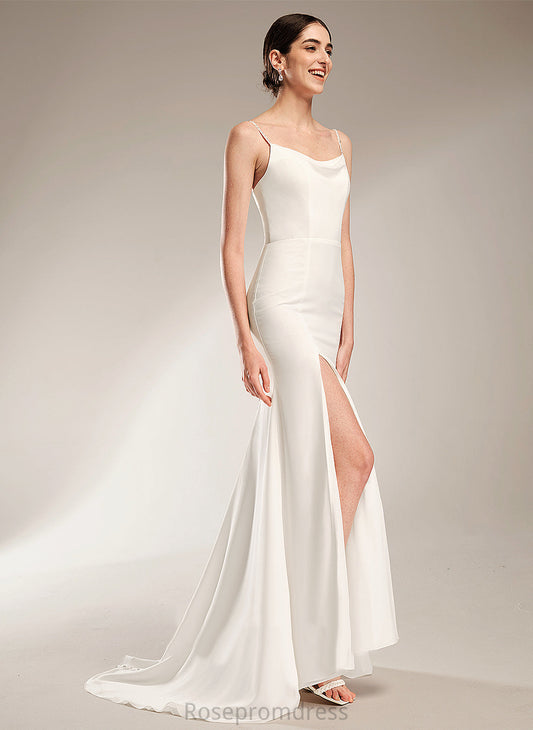 Court Beading Kristen A-Line Neck Train Wedding Dresses Cowl With Chiffon Dress Wedding