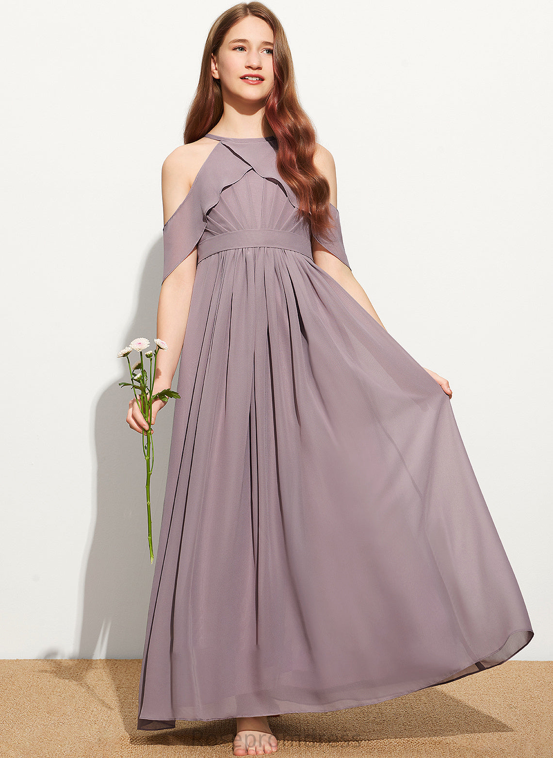 Floor-Length Neck A-Line Lillie Junior Bridesmaid Dresses Scoop With Ruffle Chiffon