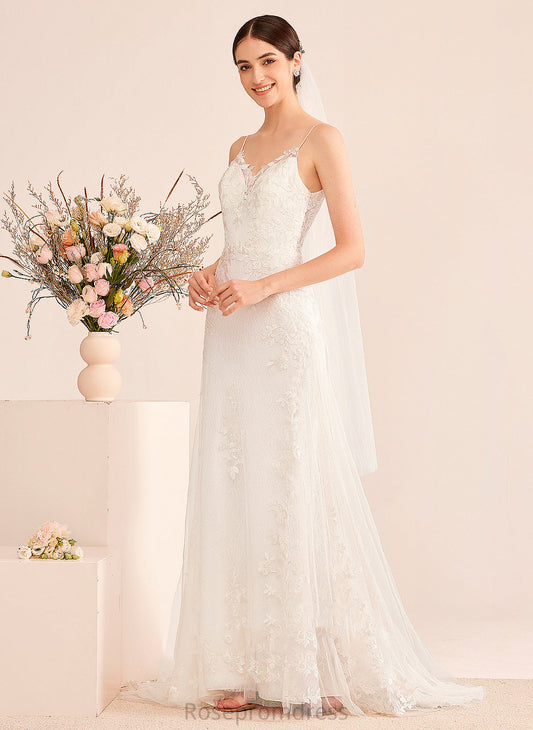 Court A-Line Dress Lace Sequins Tulle Train With Wedding Wedding Dresses V-neck Justine