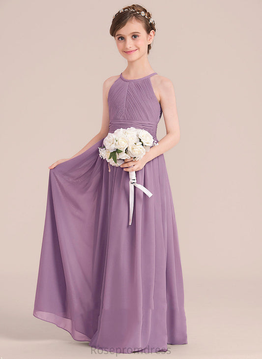 Sleeveless Flower Girl Dresses - Girl Scoop Dress A-Line Floor-length With Flower Back Chiffon Hole Neck Amelia