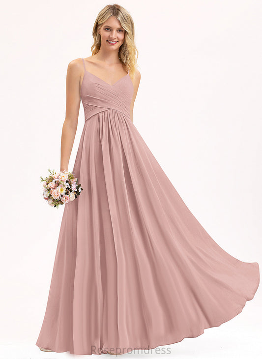 Embellishment Length Silhouette Floor-Length Fabric A-Line Pleated V-neck Neckline Ayanna Sleeveless A-Line/Princess Bridesmaid Dresses