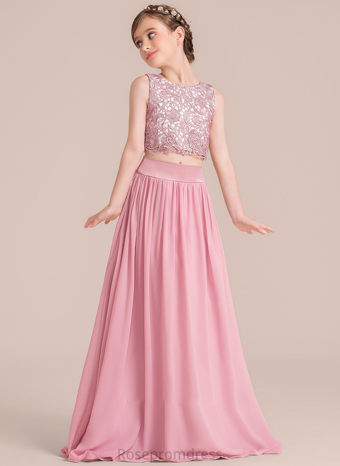 Lucinda Junior Bridesmaid Dresses A-LineScoopNeckFloor-LengthChiffonJuniorBridesmaidDress#130498