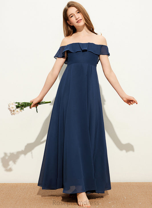 Floor-Length Cecelia Chiffon Off-the-Shoulder Junior Bridesmaid Dresses A-Line