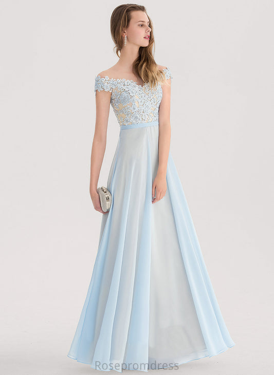 Sequins Prom Dresses With Off-the-Shoulder Jaylyn Beading A-Line Floor-Length Chiffon Lace