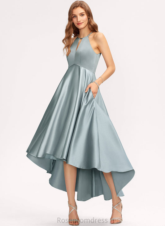 Silhouette Fabric A-line Asymmetrical Straps&Sleeves Length Satin Neckline Scoop Kate Bridesmaid Dresses