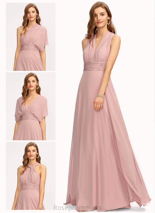 OneShoulder Length Fabric Halter Silhouette Straps&Sleeves Neckline Floor-Length V-Neck A-line Lailah Bridesmaid Dresses