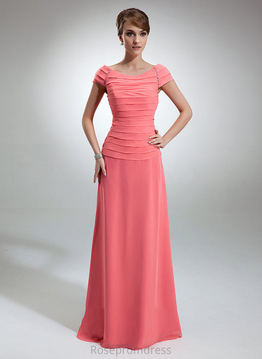 Scoop Floor-Length Ruffle Neck Emily A-Line Beading Mother Bride Chiffon With of Dress the Mother of the Bride Dresses