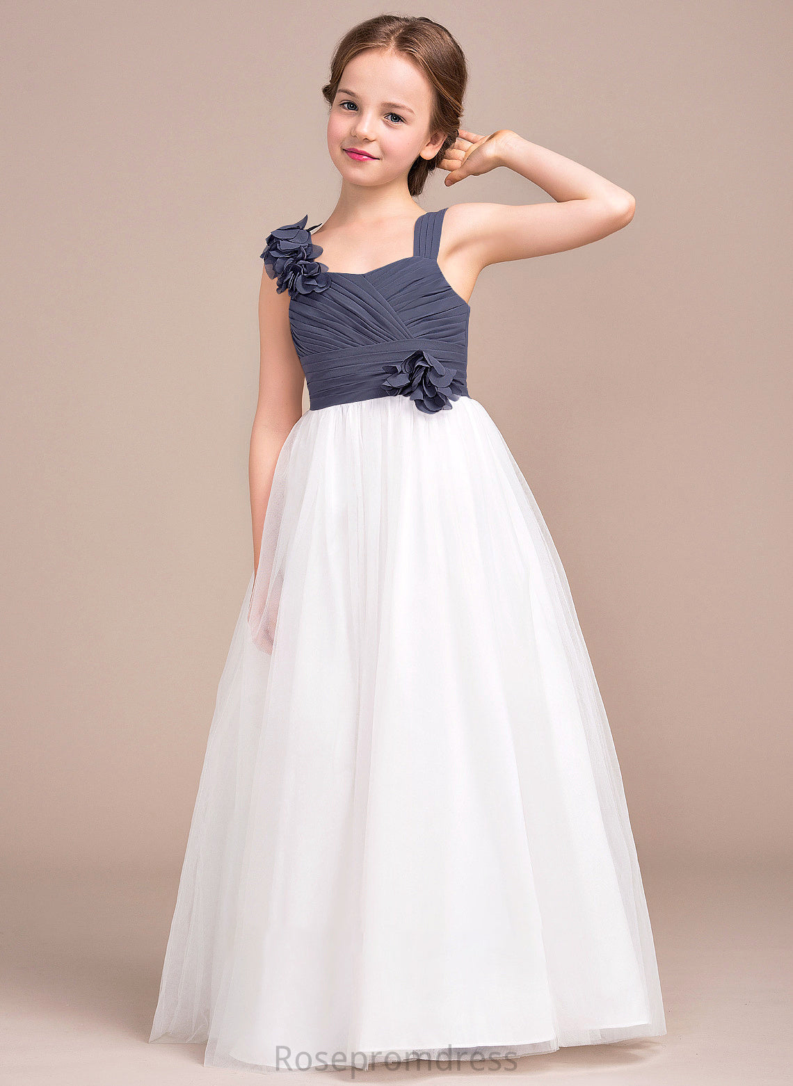 Tulle With Flower(s) Chiffon Junior Bridesmaid Dresses Jada A-Line Sweetheart Ruffle Floor-Length