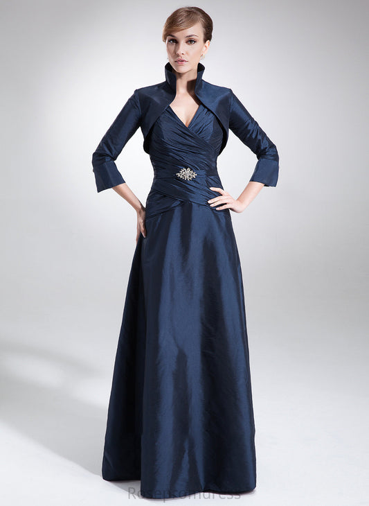 Mother of the Bride Dresses A-Line the of Bride Dress Tatiana Beading Taffeta Floor-Length V-neck Ruffle With Mother