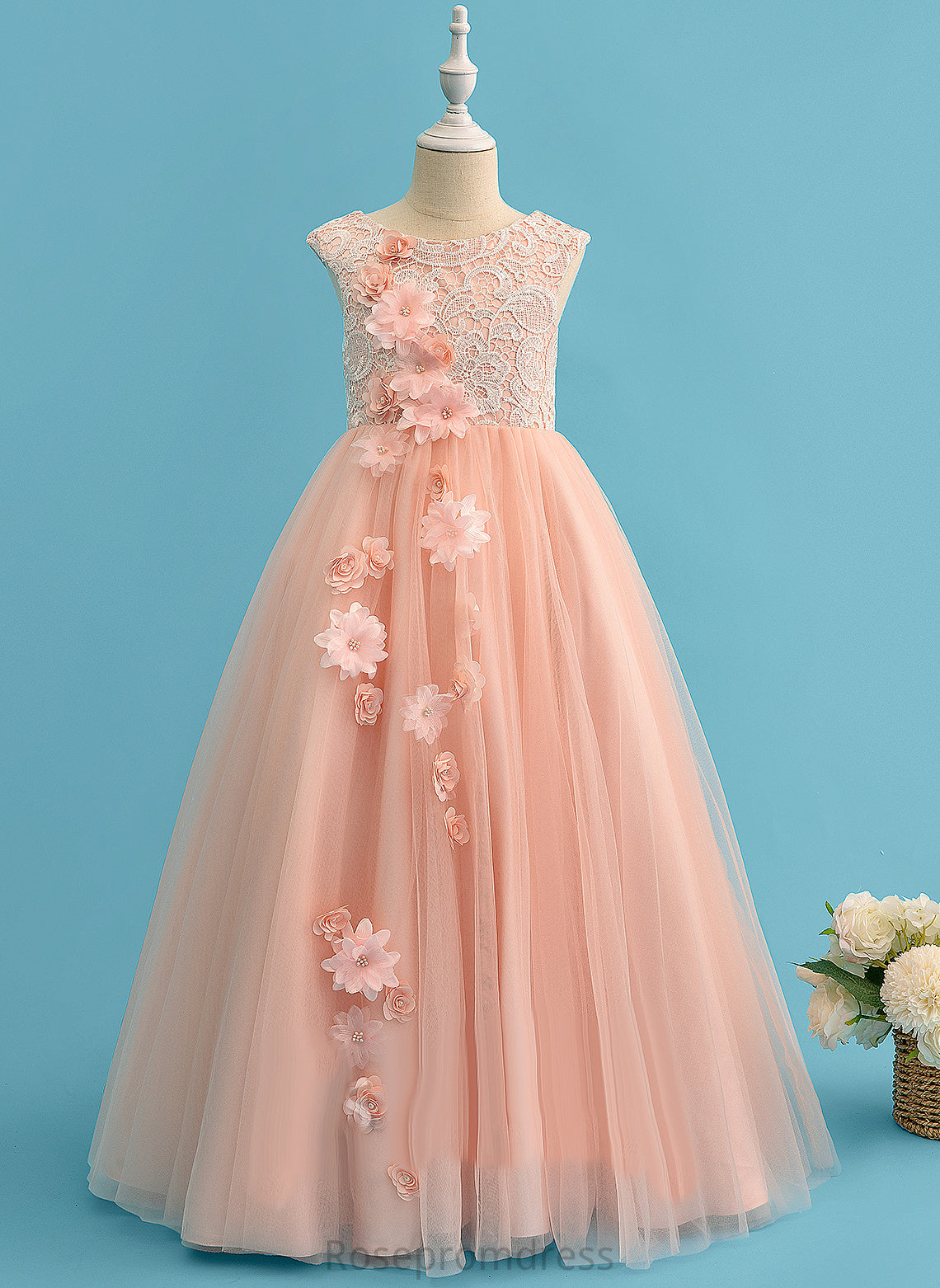 Scoop Neck Girl Sleeveless With Kayla Flower Ball-Gown/Princess - Dress Flower Girl Dresses Tulle/Lace Beading/Flower(s) Floor-length